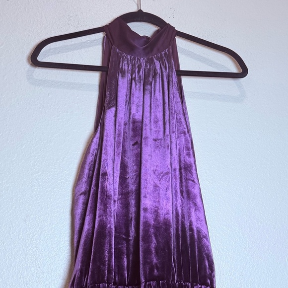 Ramy Brook Paige Purple Velvet Silk Blend Halter Dress Size Small - Picture 4 of 8